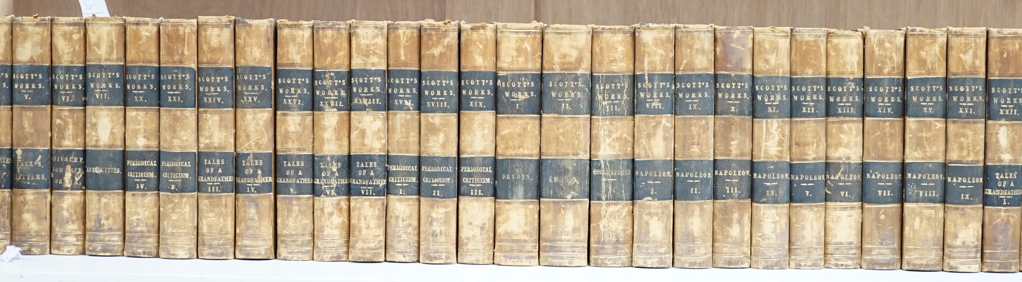 Scott, Sir Walter - The Miscellaneous Prose Works, 28 vols, 12mo, half calf, Robert Cadell, Edinburgh - Whittaker and Co; London, 1834-36